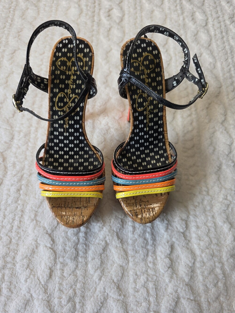 Jessica Simpson Rainbow Cork Platform Heels Size 6